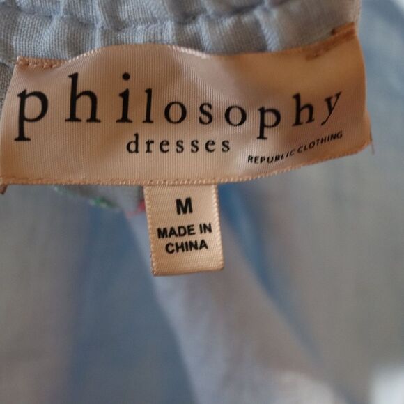 Philosophy Blue Chambray Off-Shoulder Embroidered Floral Dress Medium - Picture 14 of 14